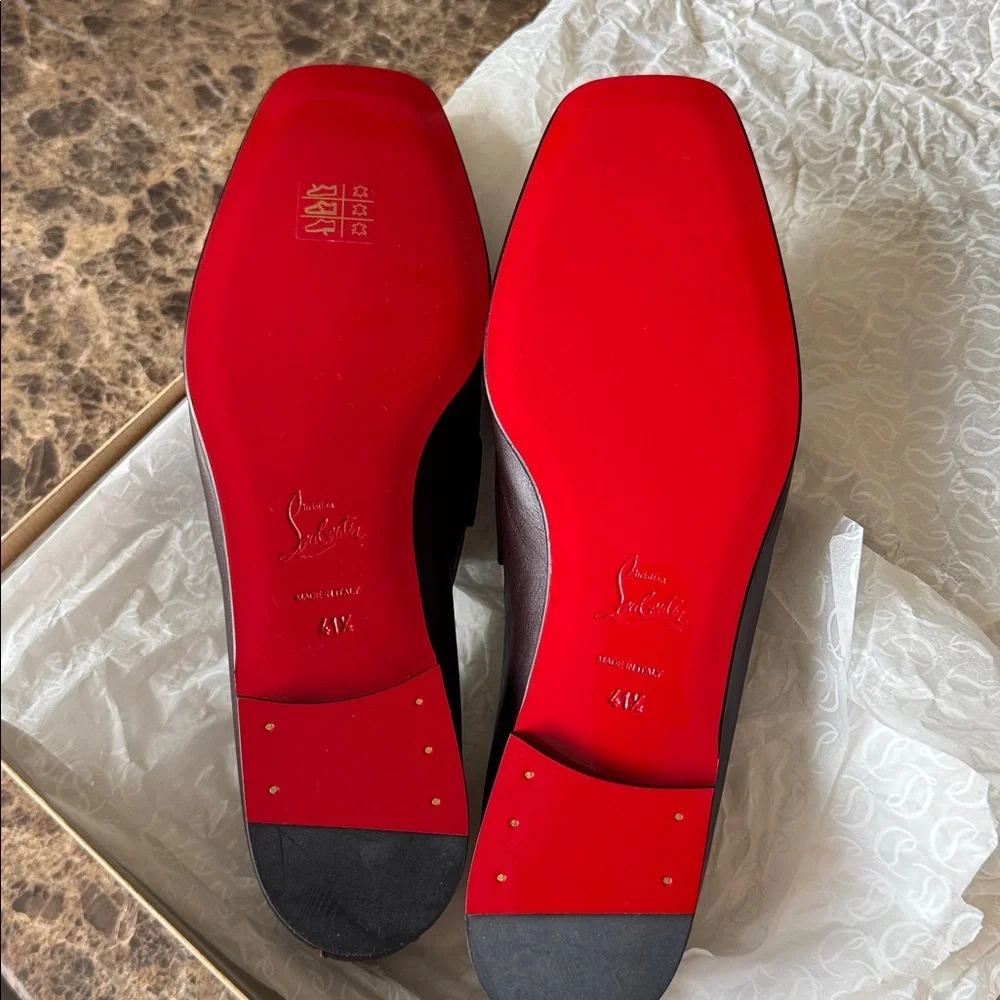Christian louboutin mj moc flat merlot leather loafer flats mocassin sz 41.5